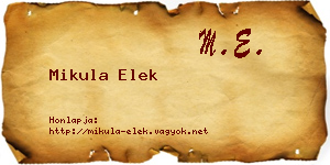 Mikula Elek névjegykártya